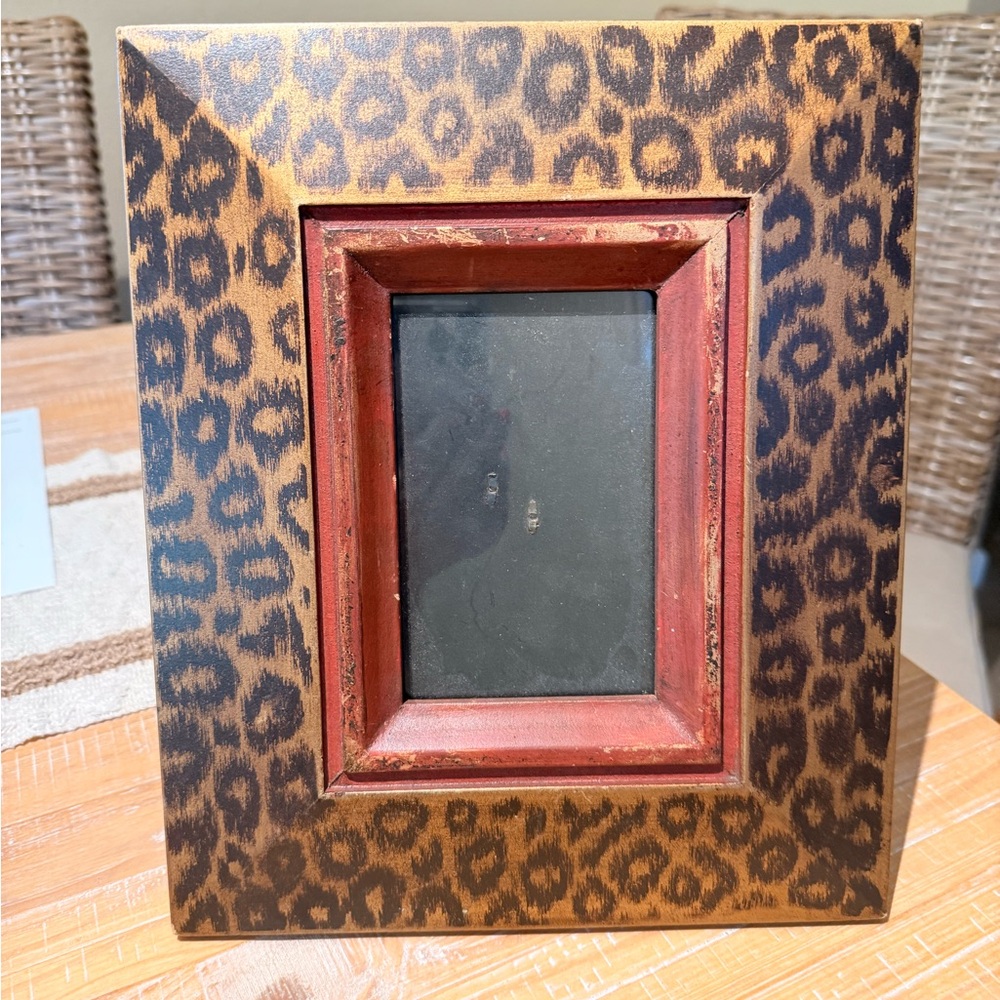 Pier 1 Imports Leopard Print Photo Frame with Red Inner Trim - Picture 4 of 9